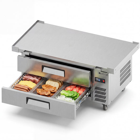 Coolski 60 in. 4.33 cu. ft. Commercial Chef Base Refrigerator with 2 Drawers in Stainless Steel