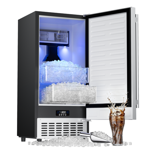 Coolski 15 in. 100lbs/24H Commercial Nugget Ice Maker in Black, Bulit-in/Freestanding, Auto-Cleaning