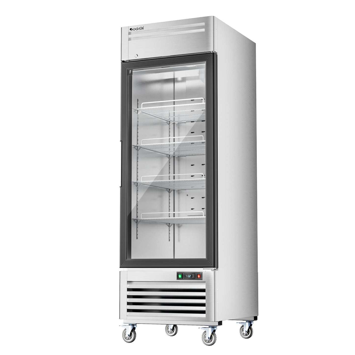 Coolski 27 in. 21.8 cu. ft. Auto / Cycle Defrost 1-Glass Door Commercial Reach In Display Upright Freezer in Stainless Steel