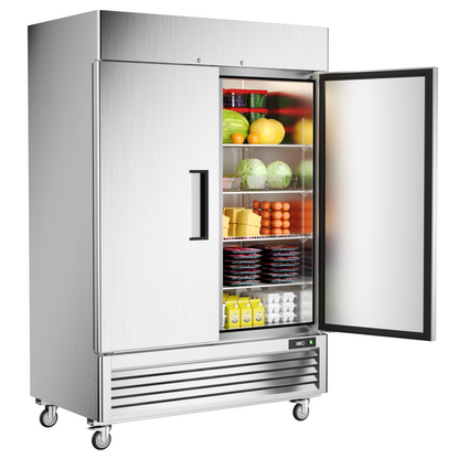 Coolski 54’’ W Commercial Freezer 49 Cu.Ft Stainless Steel Reach-in Freezer