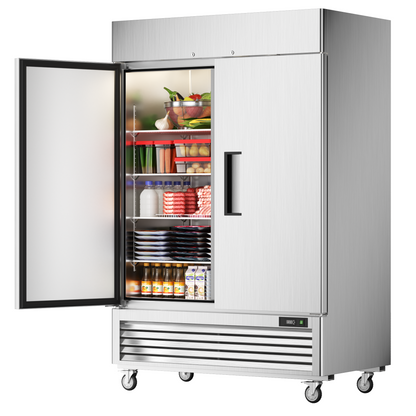 Coolski 54'' W Commercial Refrigerator Stainless Steel Reach-in Refrigerator with 49 Cu.Ft Capacity