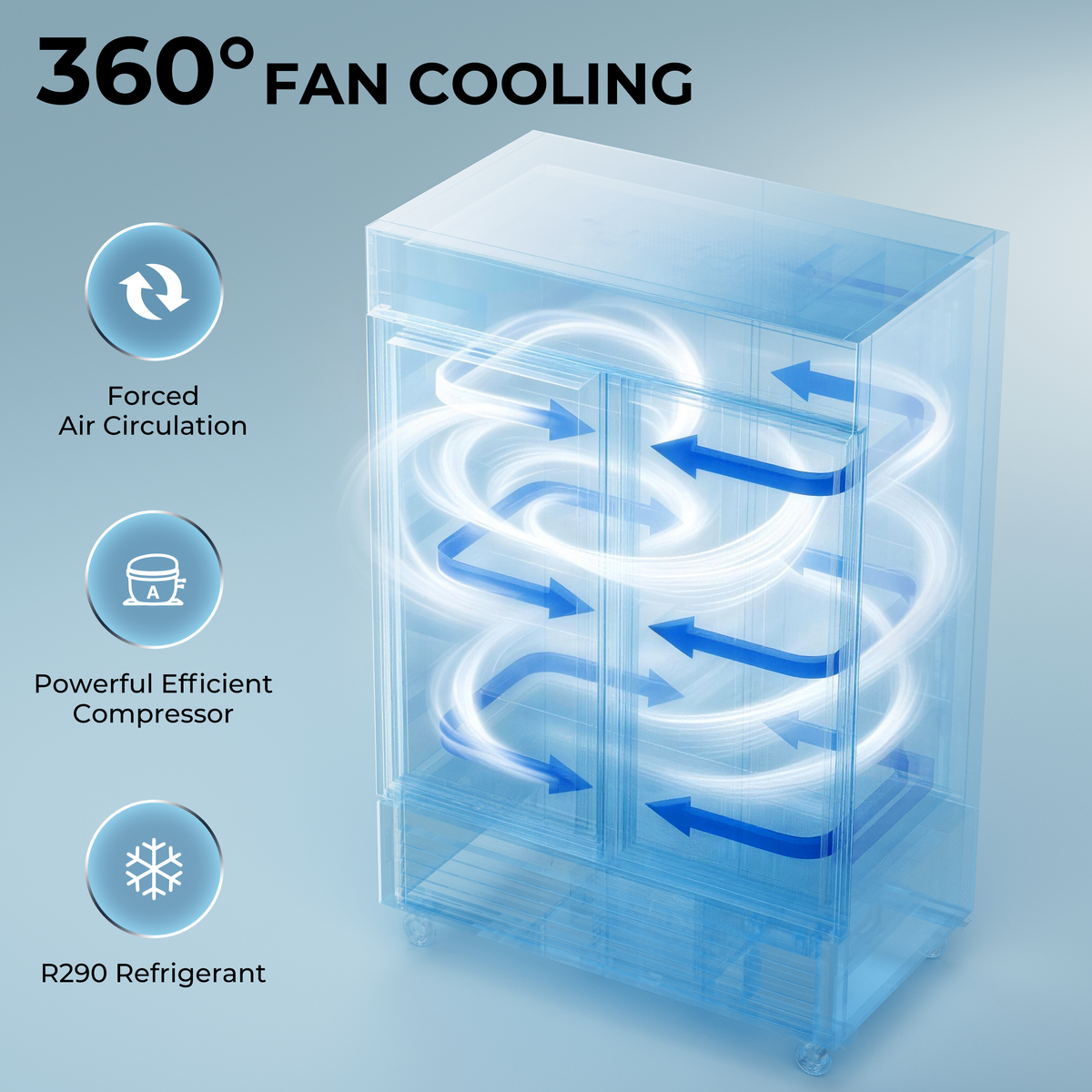 Coolski 54’’ W Commercial Display Freezer, 49 cu.ft Upright Merchandiser Freezer for Supermarket, Restaurant, Cafe, Bar, Top Customizable Light Box, Automatic Defrost, ETL&DOE Certified