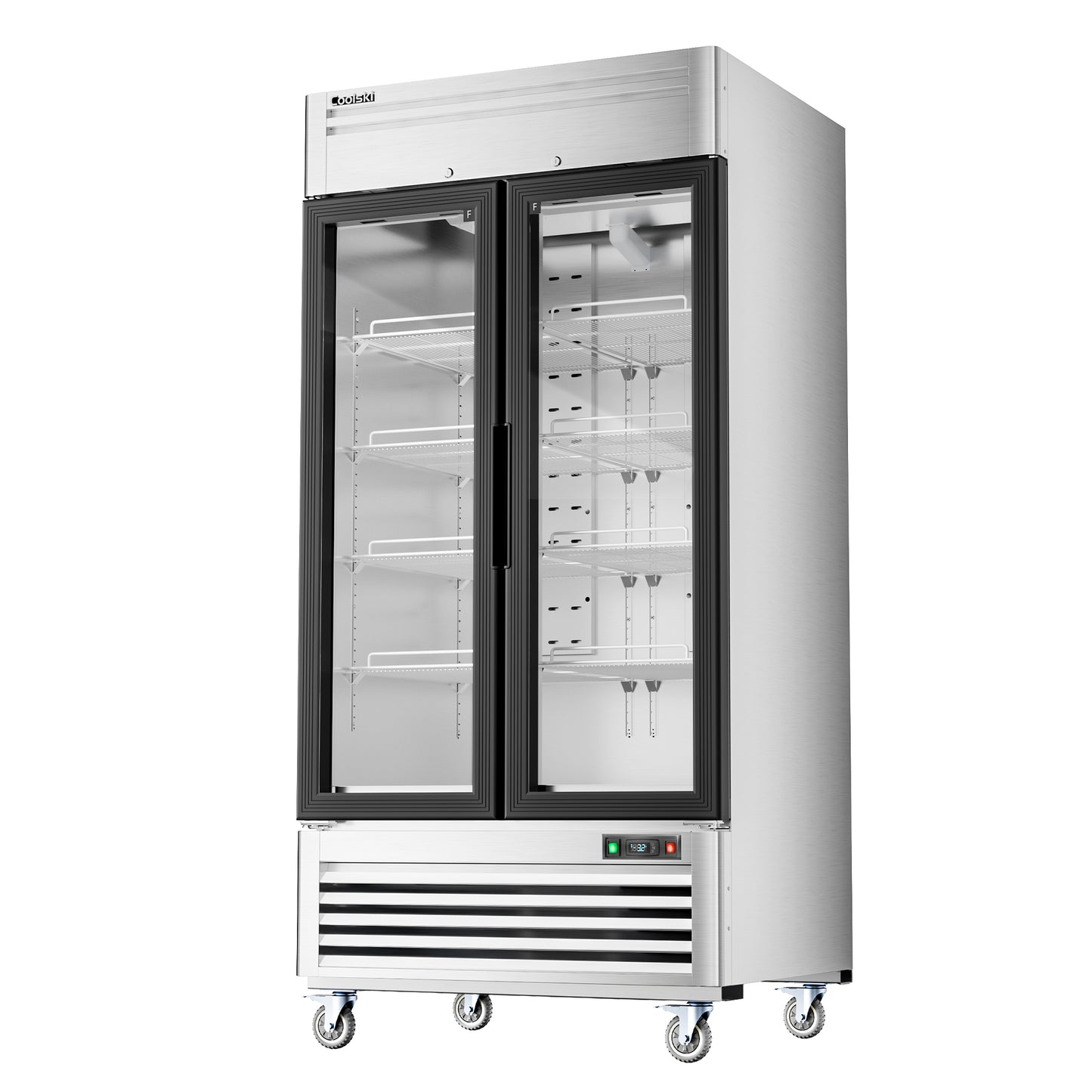 Coolski 40 in. 33.5 cu. ft. Auto / Cycle Defrost 2-Glass Door Commercial Reach In Display Upright Freezer in Stainless Steel