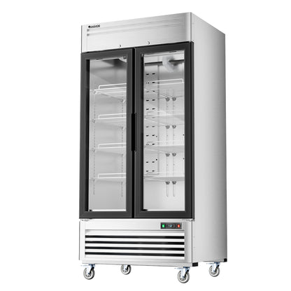Coolski 40 in. 33.5 cu. ft. Auto / Cycle Defrost 2-Glass Door Commercial Reach In Display Upright Freezer in Stainless Steel