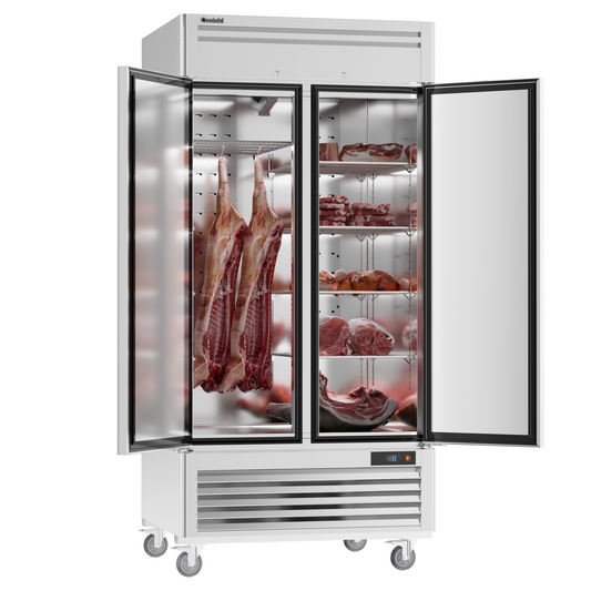 Coolski 40 in. 35 cu. ft. Auto / Cycle Defrost Commercial Freezer Reach in 2 Door Upright Freezer in Stainless Steel