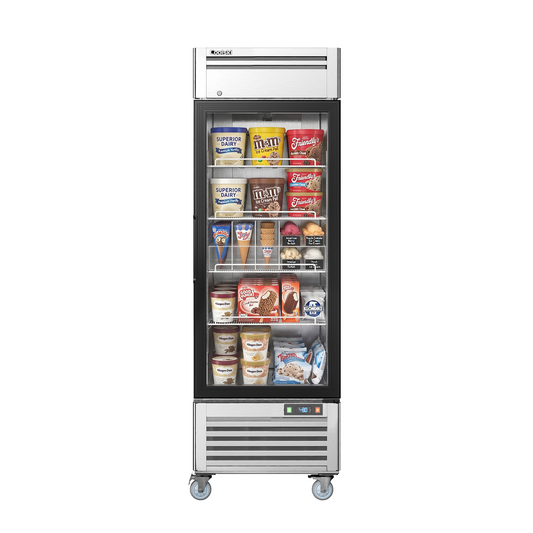 Coolski 27 in. 21.8 cu. ft. Auto / Cycle Defrost 1-Glass Door Commercial Reach In Display Upright Freezer in Stainless Steel