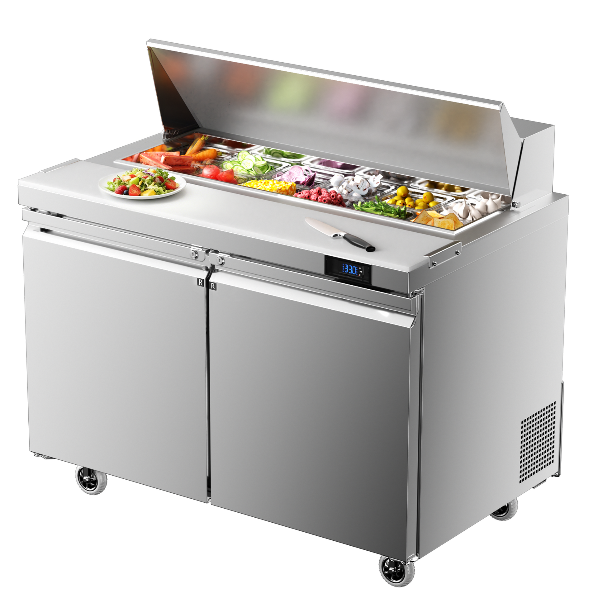 Coolake 48''W 2 Door Commercial Salad Sandwich Prep Table