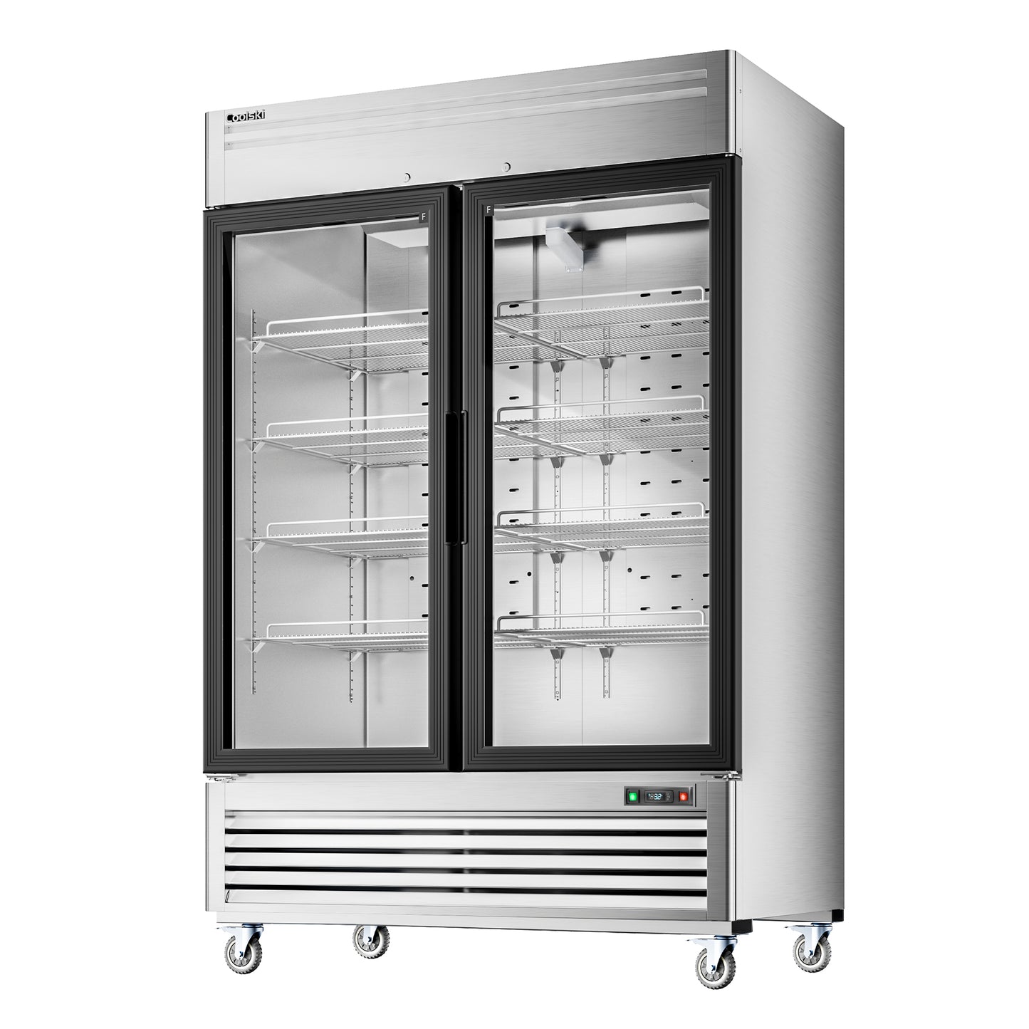 Coolski 54 in. 47.5 cu. ft. Auto / Cycle Defrost 2-Glass Door Commercial Reach In Display Upright Freezer in Stainless Steel