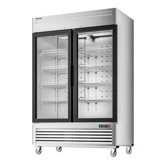 Coolski 54 in. 47.5 cu. ft. Auto / Cycle Defrost 2-Glass Door Commercial Reach In Display Upright Freezer in Stainless Steel