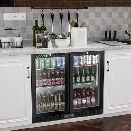 Coolski 7.4 Cu.Ft Back Bar Cooler Beverage Refrigerator with 2 Glass Doors