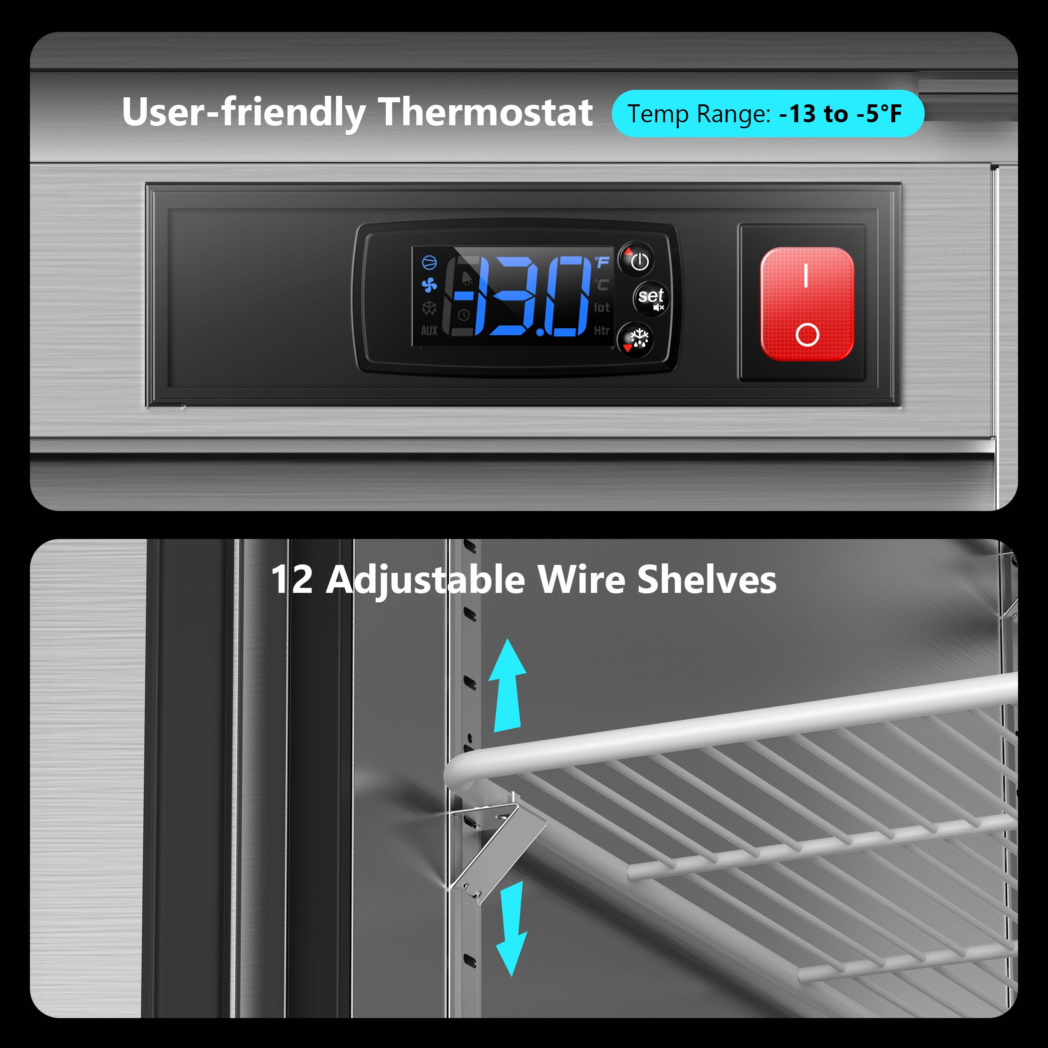Coolski 82'' Commercial Freezer 3 Doors, Reach-In Upright Freezer