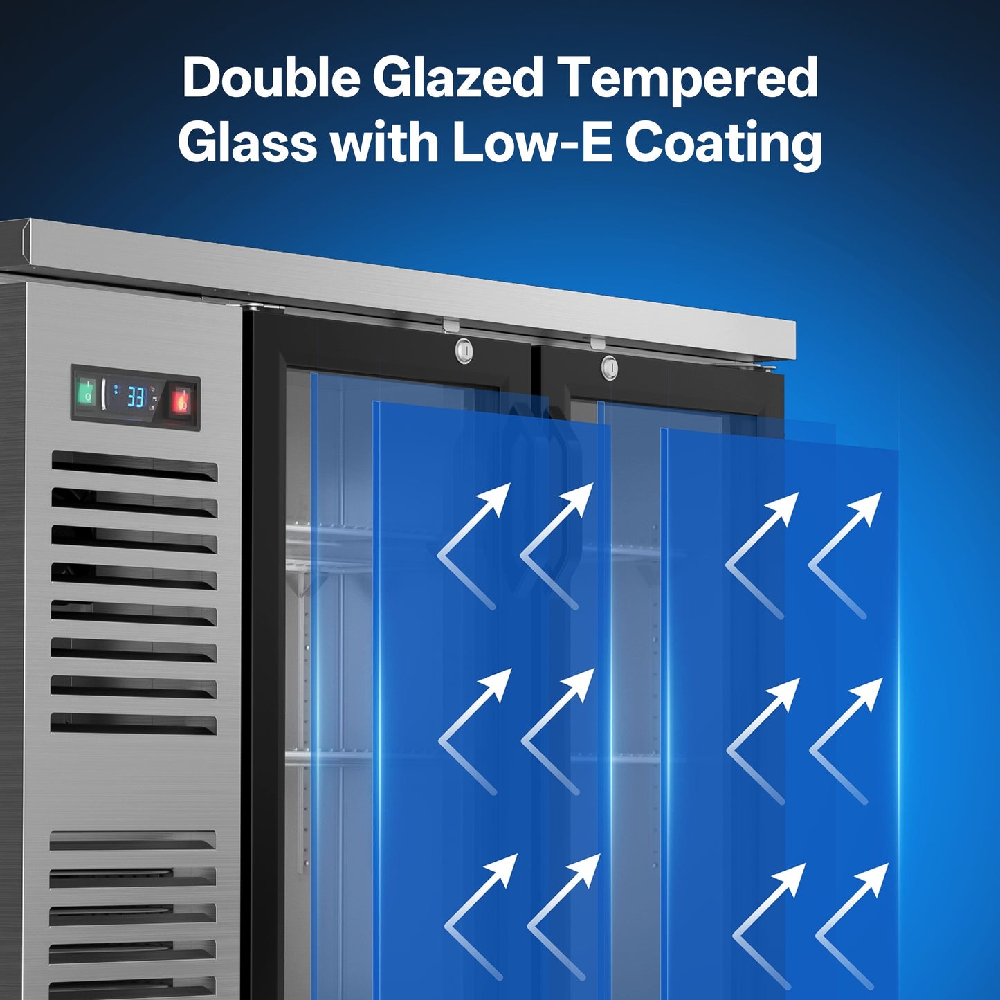 Coolski 60 in. W 20.5 cu. ft. Commercial Under Height Back Bar Cooler Refrigerator with Glass Door in Stainless Steel