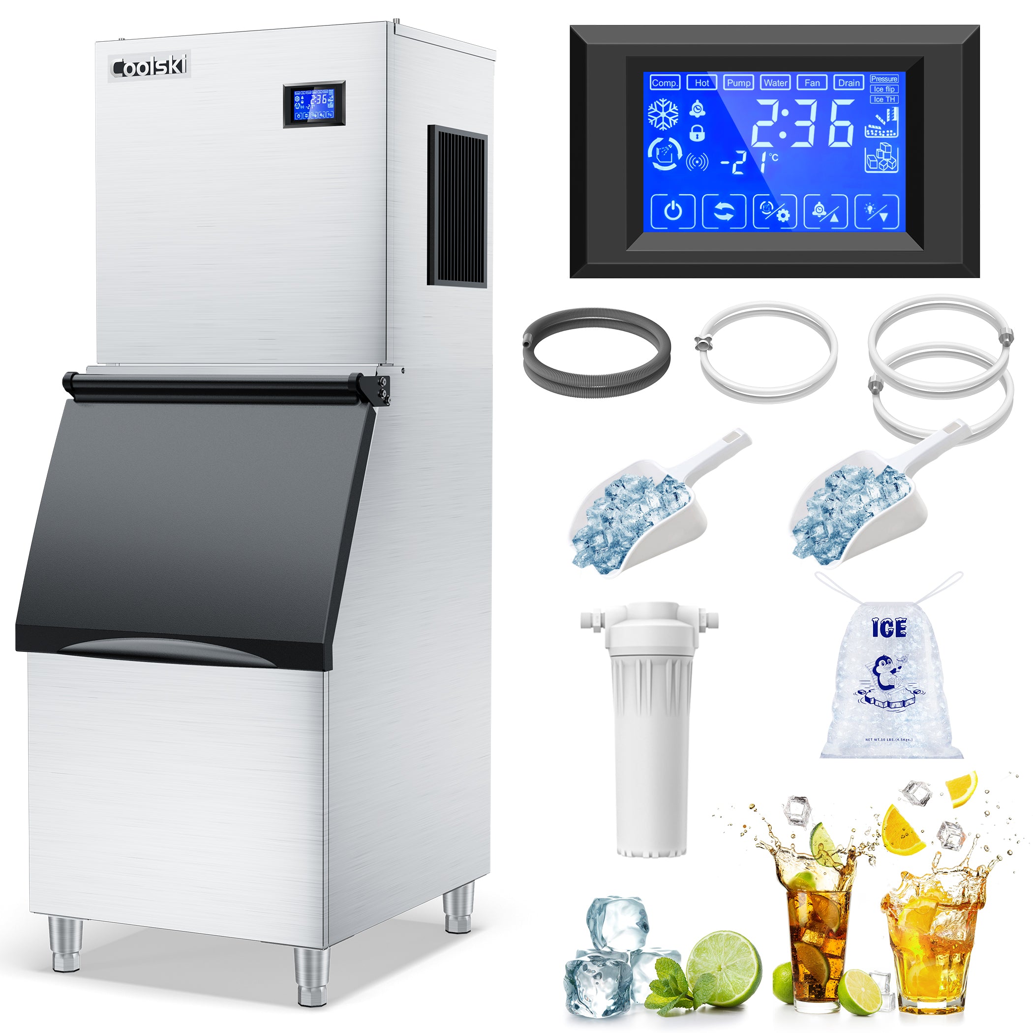 Coolski Commercial Ice Maker Machine 350LB/24H - Coolski Ice Machines ...