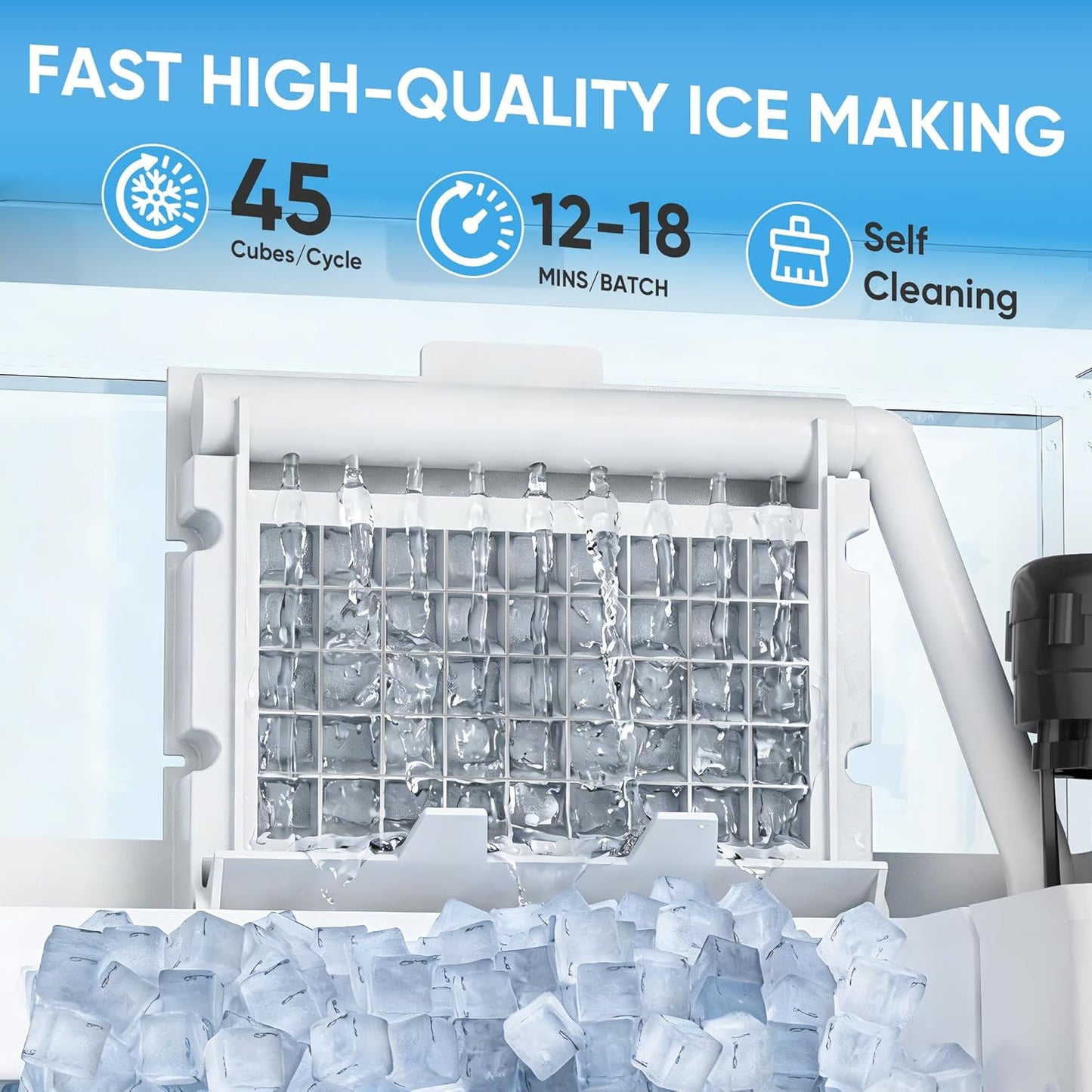 Coolski Commercial Ice Machine,200LBS/Day Stainless Steel Freestanding Ice Maker