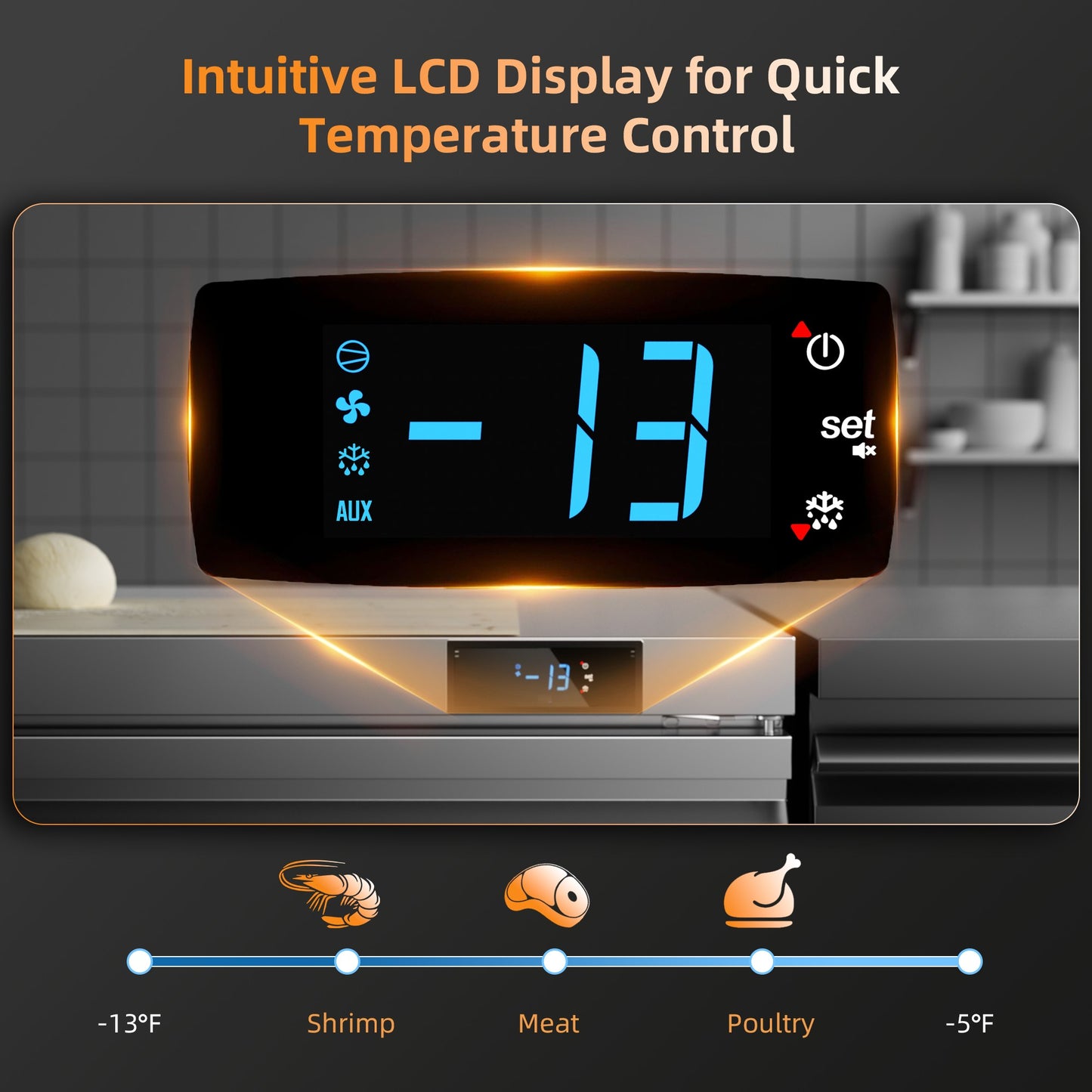 Coolski 72 in. 20.9 cu. ft. Commercial Auto / Cycle Defrost Undercounter Upright Freezer in Stainless Steel