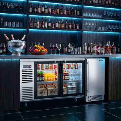 Coolski 60 in. W 20.5 cu. ft. Commercial Under Height Back Bar Cooler Refrigerator with Glass Door in Stainless Steel