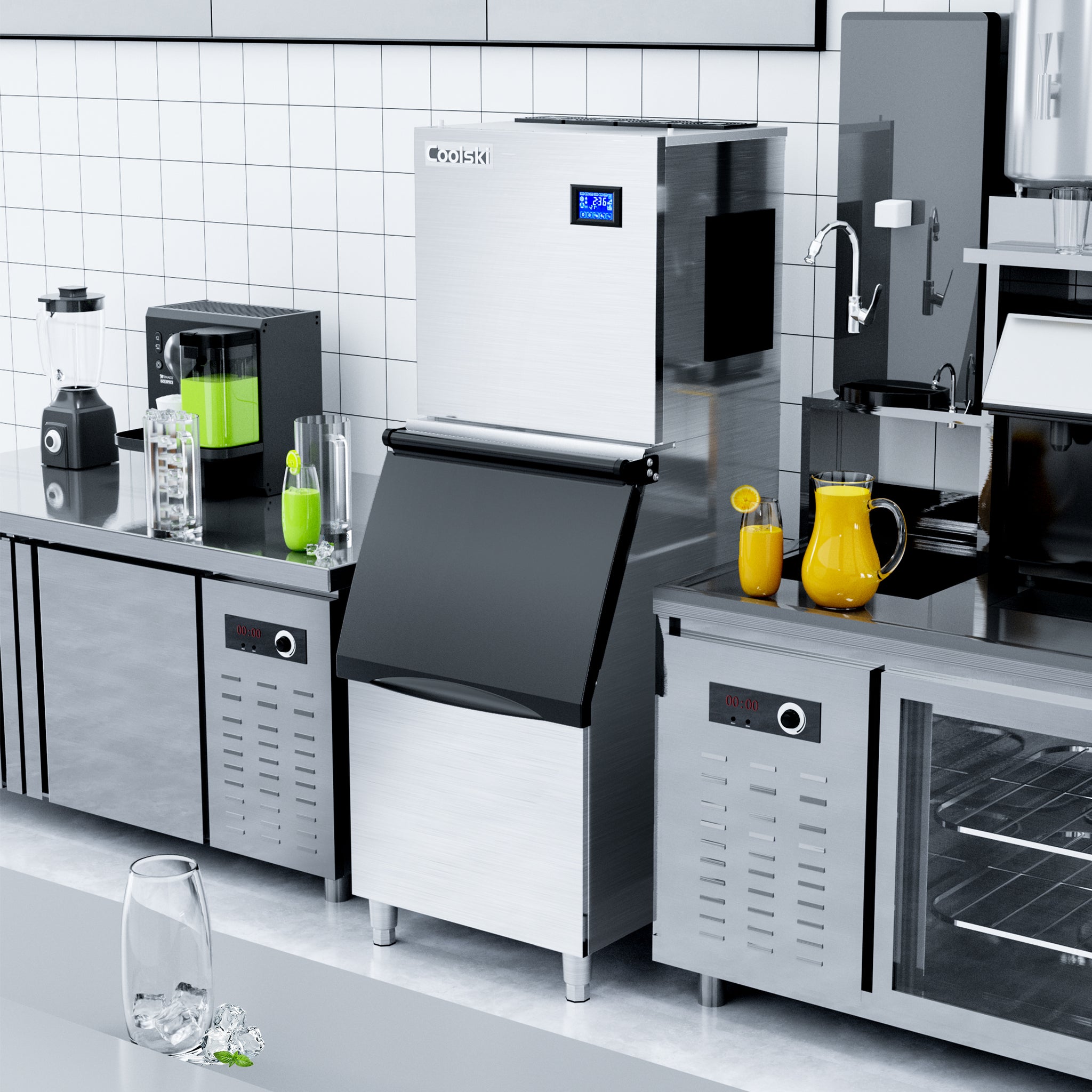 Coolski Commercial Ice Maker Machine 350LB/24H, Cube Ice Maker with La ...