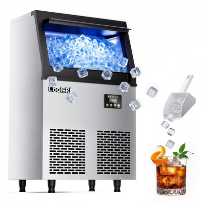 Coolski Commercial Ice Maker Machine, 200lbs/24H with 35lbs Ice Storage