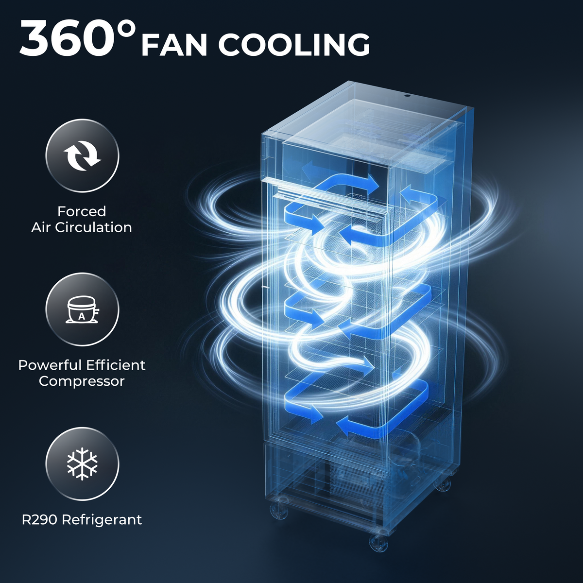 Coolski Commercial 27 W’’ Commercial Display Refrigerator, 19.42 Cu. Ft Glass Door Cooler, Upright Merchandiser Drink Fridge for Bar, Restaurant, shop, Customizable Top Light Box, Auto Defrost