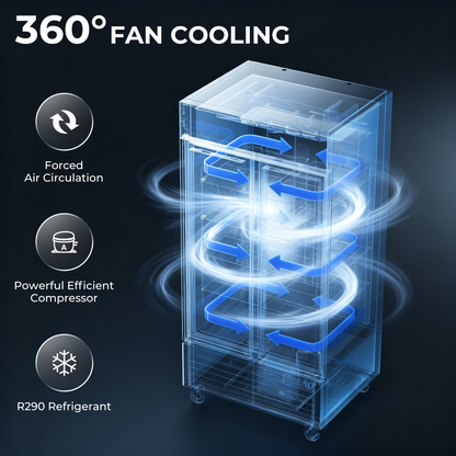 Coolski Commercial 40 W’’ Commercial Display Refrigerator, 35 Cu. Ft Glass Door Cooler, Upright Merchandiser Drink Fridge for Bar, Restaurant, shop, Customizable Top Light Box, Auto Defrost