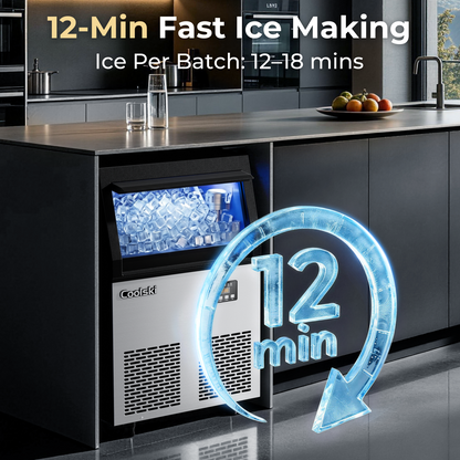 Coolski Commercial Ice Maker Machine, 200lbs/24H with 35lbs Ice Storage