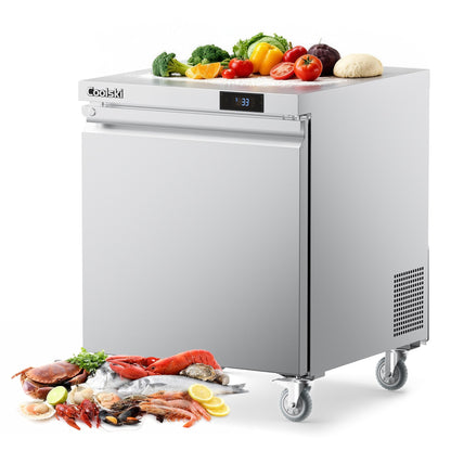 Coolski 27 in. Commercial Undercounter Refrigerator Sandwich & Salad Prep Table, 7.5 cu. ft. Stainless Steel Food Prep Station