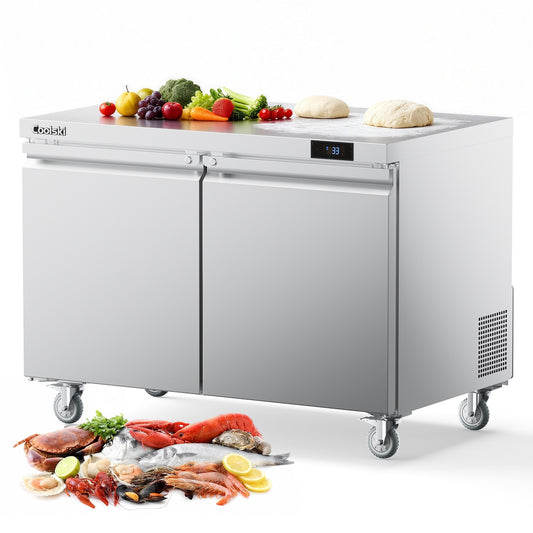 Coolski 48 in. Commercial Undercounter Refrigerator Sandwich & Salad Prep Table, 13.4 cu. ft. Stainless Steel Food Prep Station
