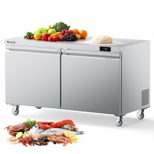 Coolski 60 in. Commercial Undercounter Refrigerator Sandwich & Salad Prep Table, 17.6 cu. ft. Stainless Steel Food Prep Station
