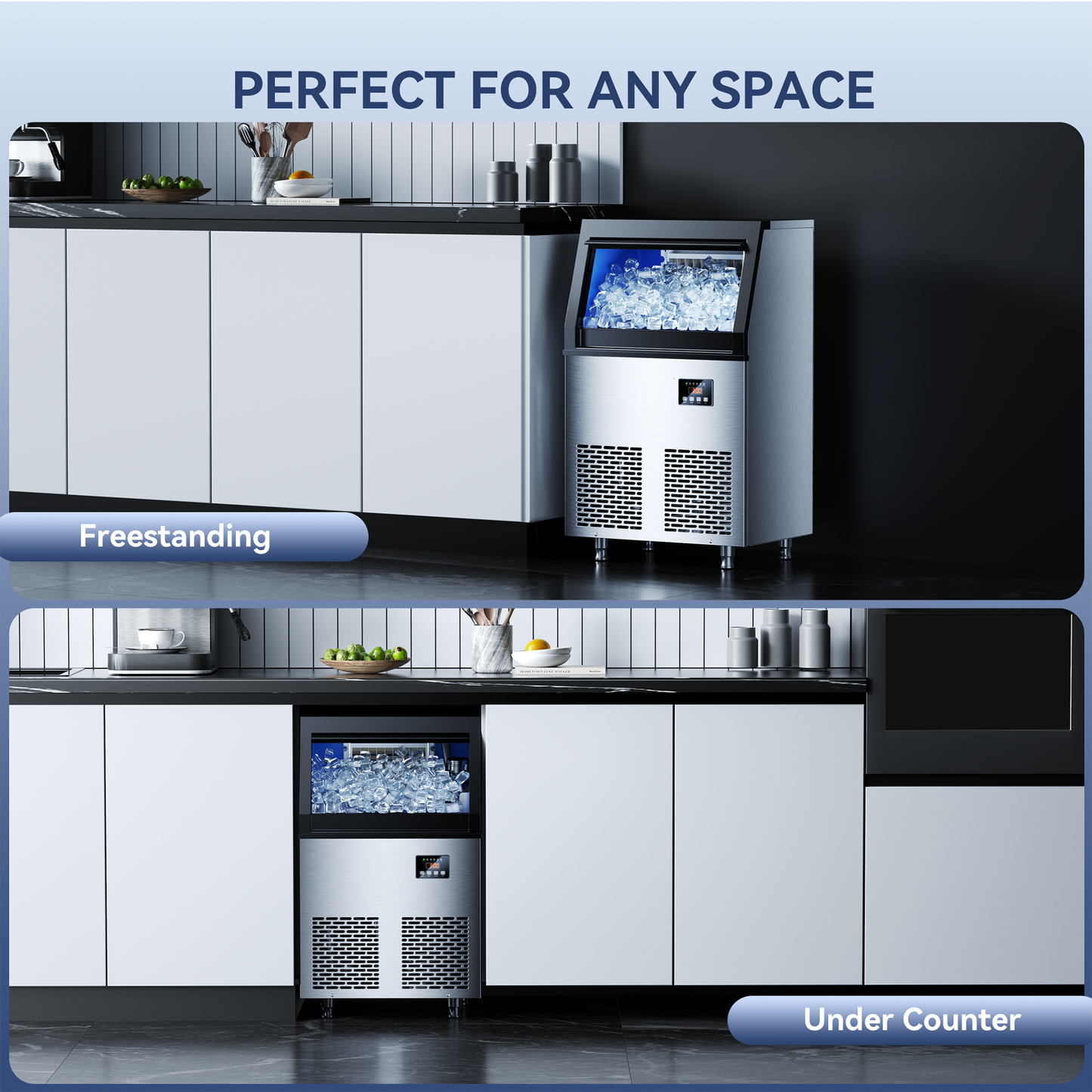 Coolski Commercial Ice Maker Machine, 100lbs/24H Ice Machine, 34lbs Storage