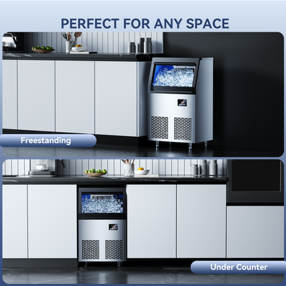 Coolski Commercial Ice Maker Machine, 100lbs/24H Ice Machine, 34lbs Storage