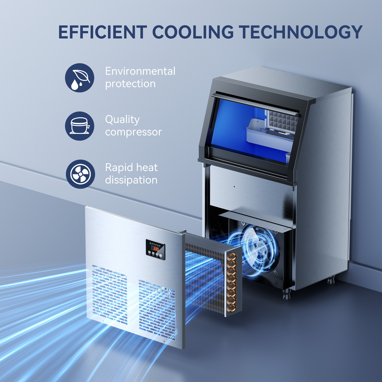 Coolski Commercial Ice Maker Machine, 100lbs/24H Ice Machine, 34lbs Storage