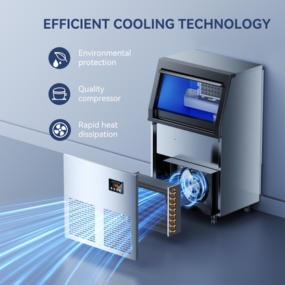 Coolski Commercial Ice Maker Machine, 100lbs/24H Ice Machine, 34lbs Storage