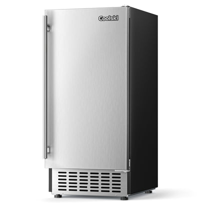 Coolski Commercial Under Counter Ice Maker Machine, Stainless Steel Built-in Freestanding Ice Maker, 80 LBS/Day