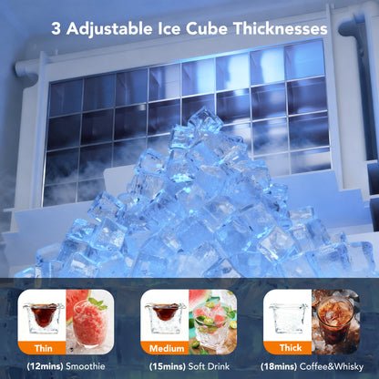 Coolski 15’’W Under Counter Ice Maker, Commercial Ice Machine 80 LBS/Day with 25 LBS Storage