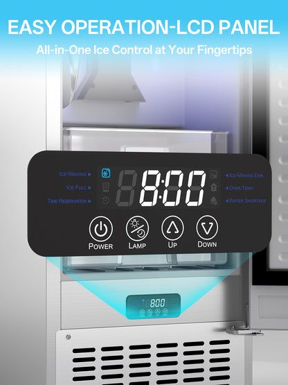 Coolski 15 in. 100lbs/24H Commercial Nugget Ice Maker in Silver, Bulit-in/Freestanding, Auto-Cleaning