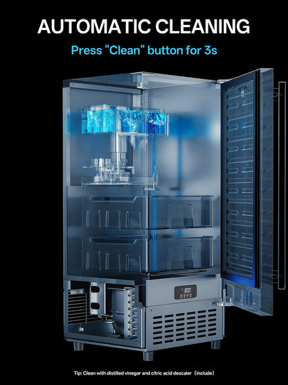 Coolski 15 in. 100lbs/24H Commercial Nugget Ice Maker in Silver, Bulit-in/Freestanding, Auto-Cleaning