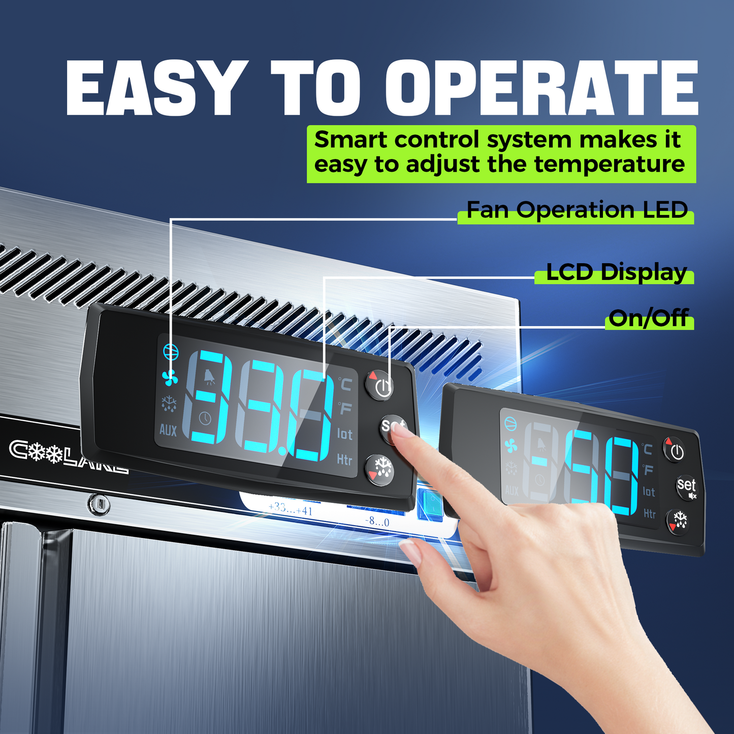 Coolake 48" W 36 Cu.ft 2 Door Commercial Refrigerator and Freezer Combo, Dual Temperature Zones