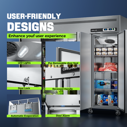 Coolake 72" W 54 Cu.ft 3 Door Commercial Refrigerator and Freezer Combo, Dual Temperature Zones