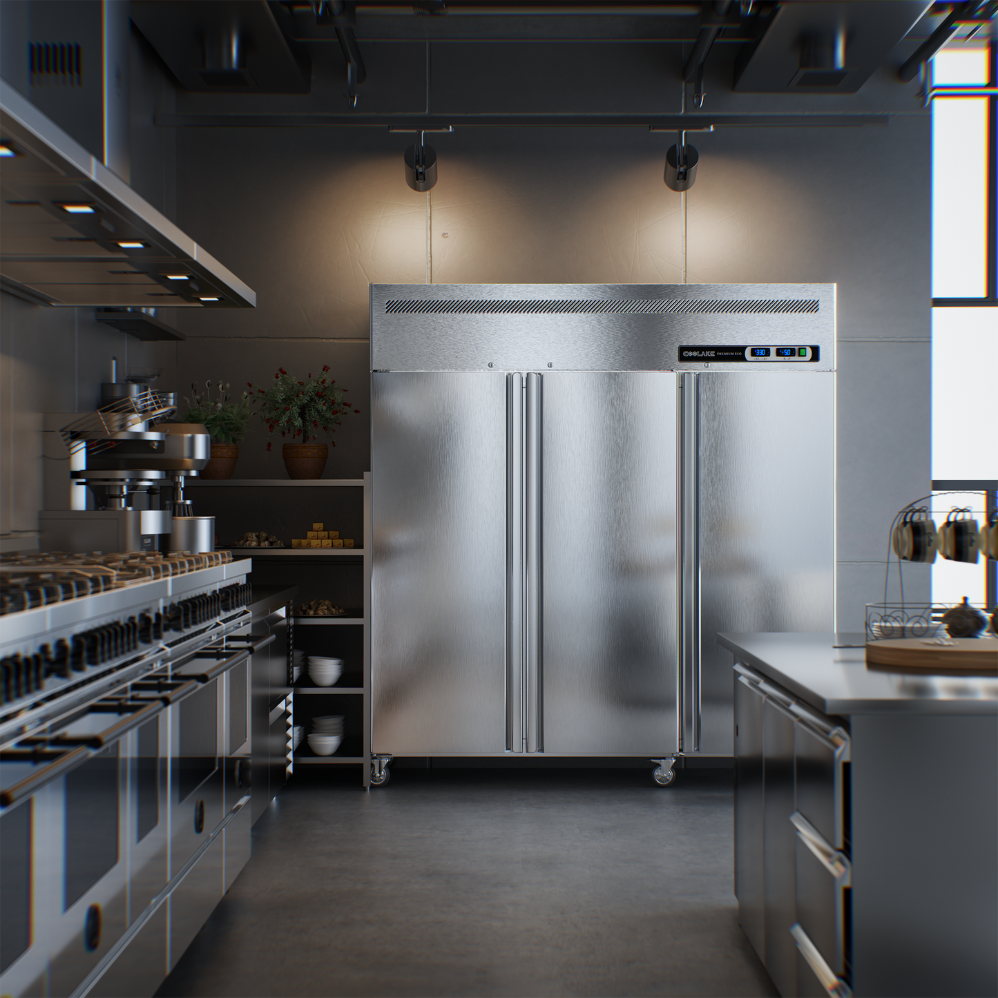 Coolake 72" W 54 Cu.ft 3 Door Commercial Refrigerator and Freezer Combo, Dual Temperature Zones