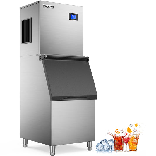 Coolski 22'' Commercial Ice Maker Machine 450LBS/24H, Cube Ice Maker with Large Storage Bin Stainless Steel
