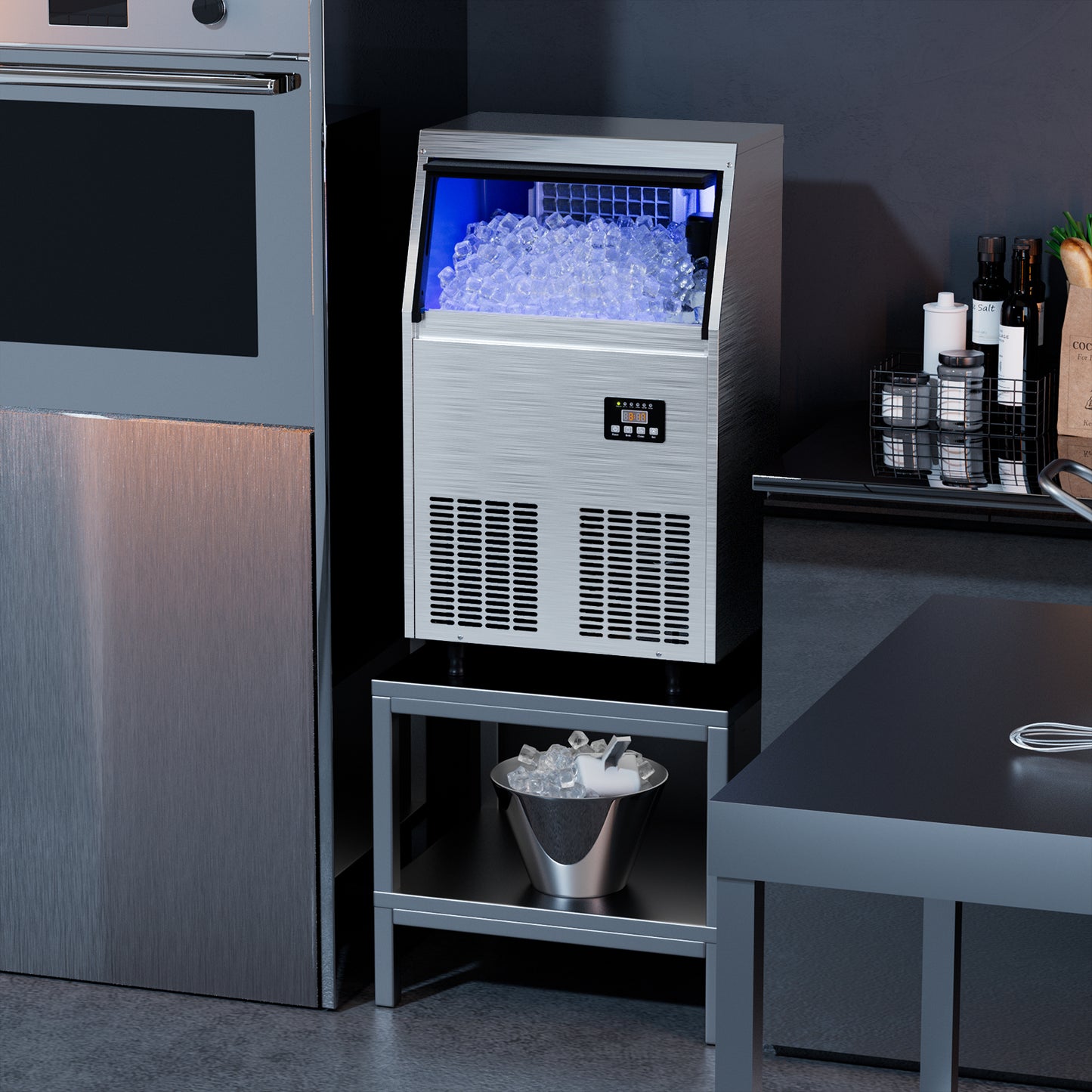 Coolski Commercial Under Counter Ice Maker Machine, 200lbs/24H