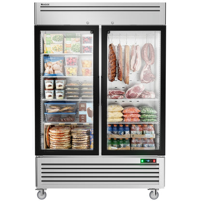 Coolski 54 in. 47.5 cu. ft. Auto / Cycle Defrost 2-Glass Door Commercial Reach In Display Upright Freezer in Stainless Steel
