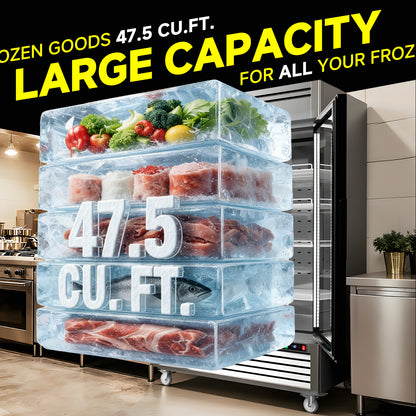 Coolski 54 in. 47.5 cu. ft. Auto / Cycle Defrost 2-Glass Door Commercial Reach In Display Upright Freezer in Stainless Steel