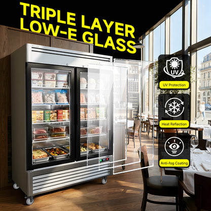 Coolski 54 in. 47.5 cu. ft. Auto / Cycle Defrost 2-Glass Door Commercial Reach In Display Upright Freezer in Stainless Steel