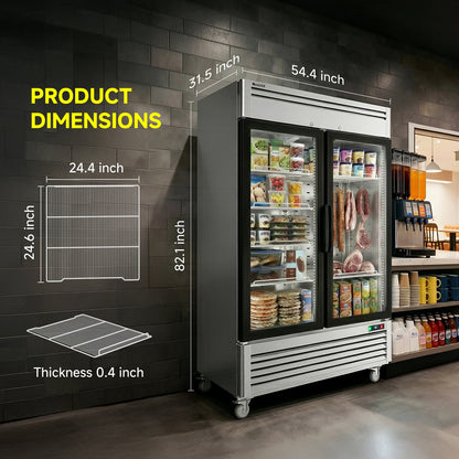 Coolski 54 in. 47.5 cu. ft. Auto / Cycle Defrost 2-Glass Door Commercial Reach In Display Upright Freezer in Stainless Steel