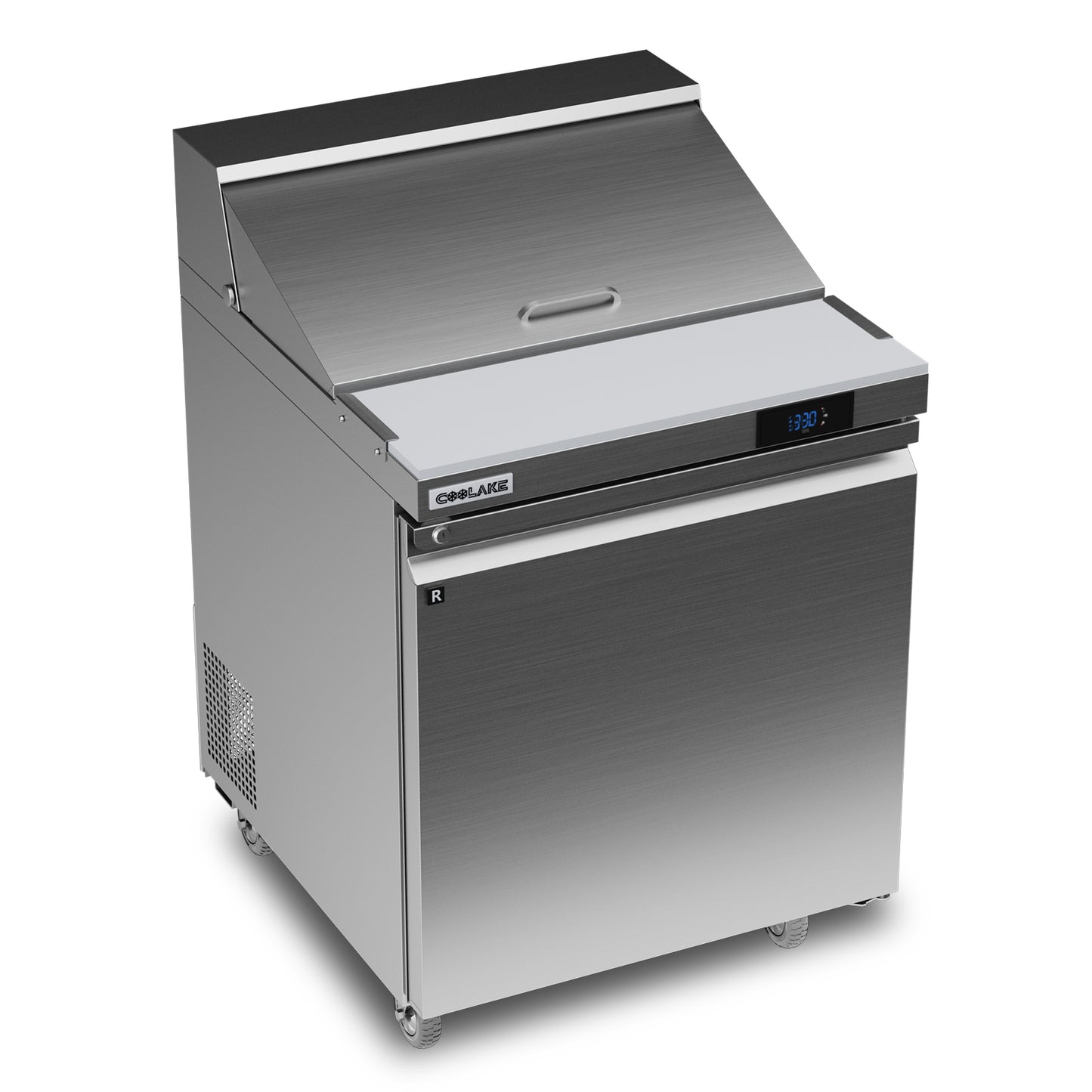 Coolake 27'' W Commercial Refrigerator Sandwich Salad Prep Table, 1 Door Sandwich Fridge with 8 GN 1/6 Pans