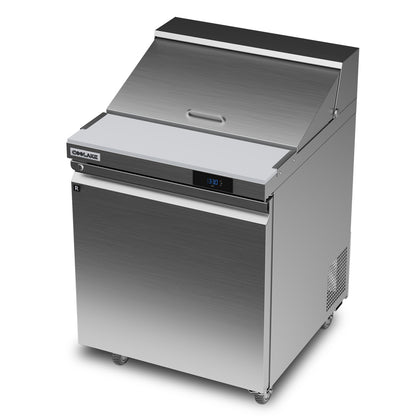 Coolake 27'' W Commercial Refrigerator Sandwich Salad Prep Table, 1 Door Sandwich Fridge with 8 GN 1/6 Pans